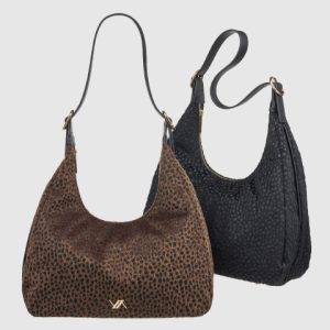 VERDE BORSA HOBO 16-8265 BLACK ANIMAL PRINT